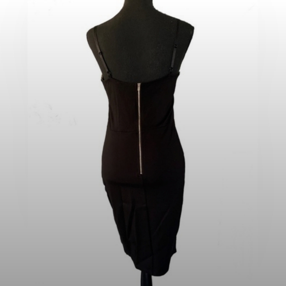 Locks Of Love Crochet Trim Midi Mini Dress Black and Taupe - Picture 3 of 6